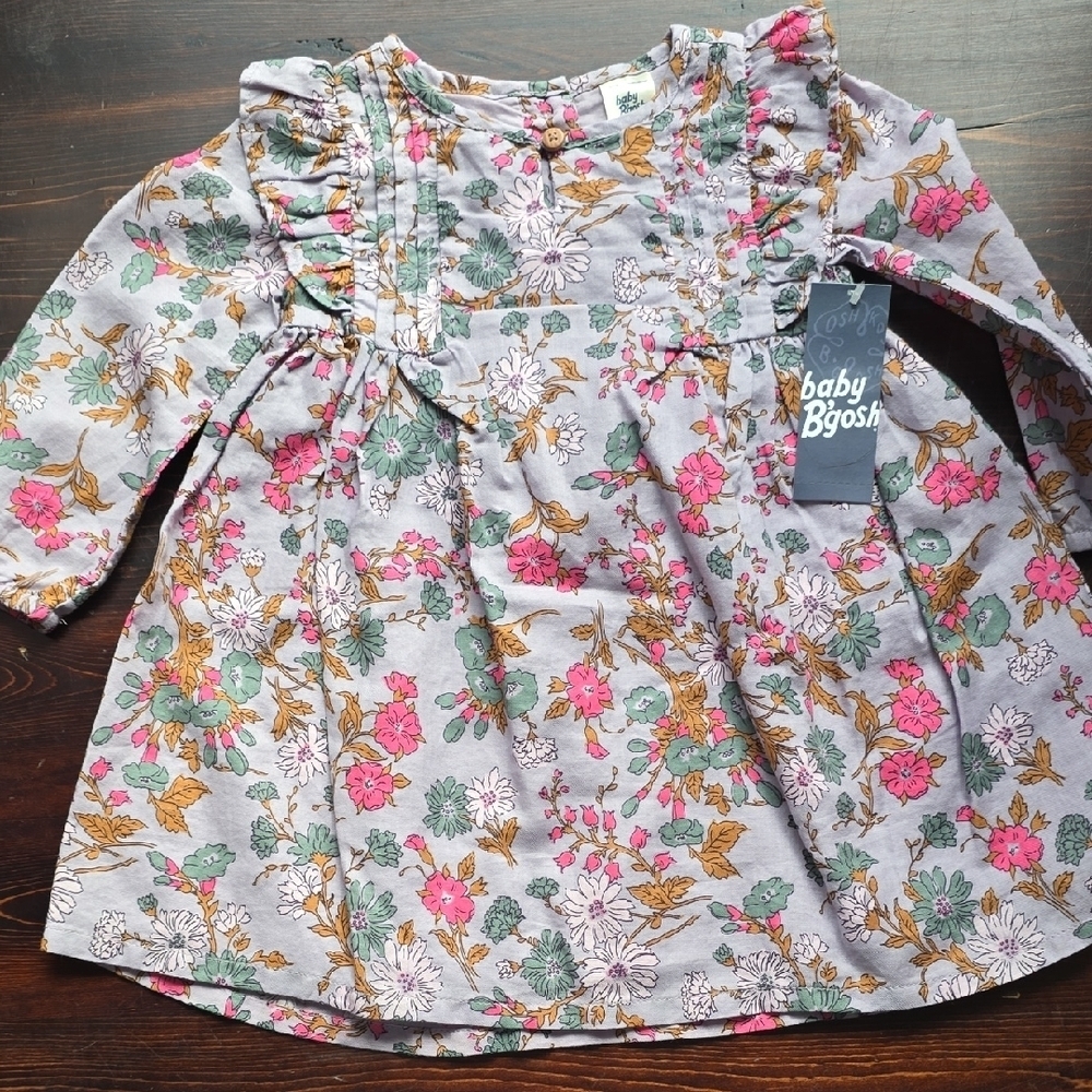 NWT Baby B'gosh Floral Ruffle Long Sleeve Dress - 12M